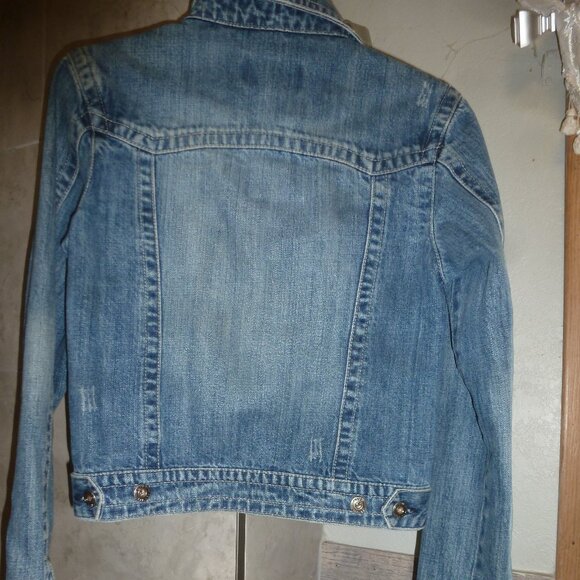 Blue Asphalt Jean Jacket Women's Size S Blue Distressed Denim Fitted Jacket - Picture 3 of 11